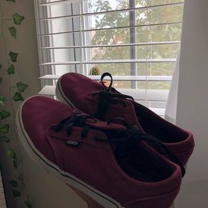 Maroon Vans. Worn a couple of times. Size 7.5 womens and 6 youth. Good quality!